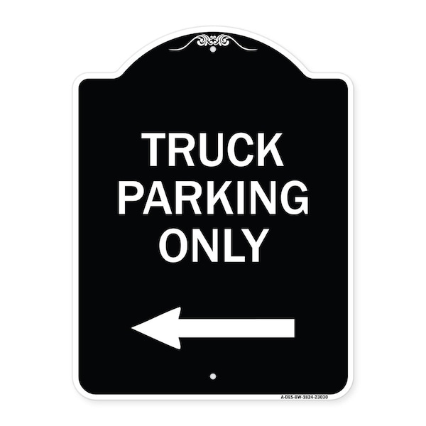 Reserved Parking Truck Parking W/ Left Arrow Heavy-Gauge Aluminum Sign, 24" x 18", BW-1824-23030